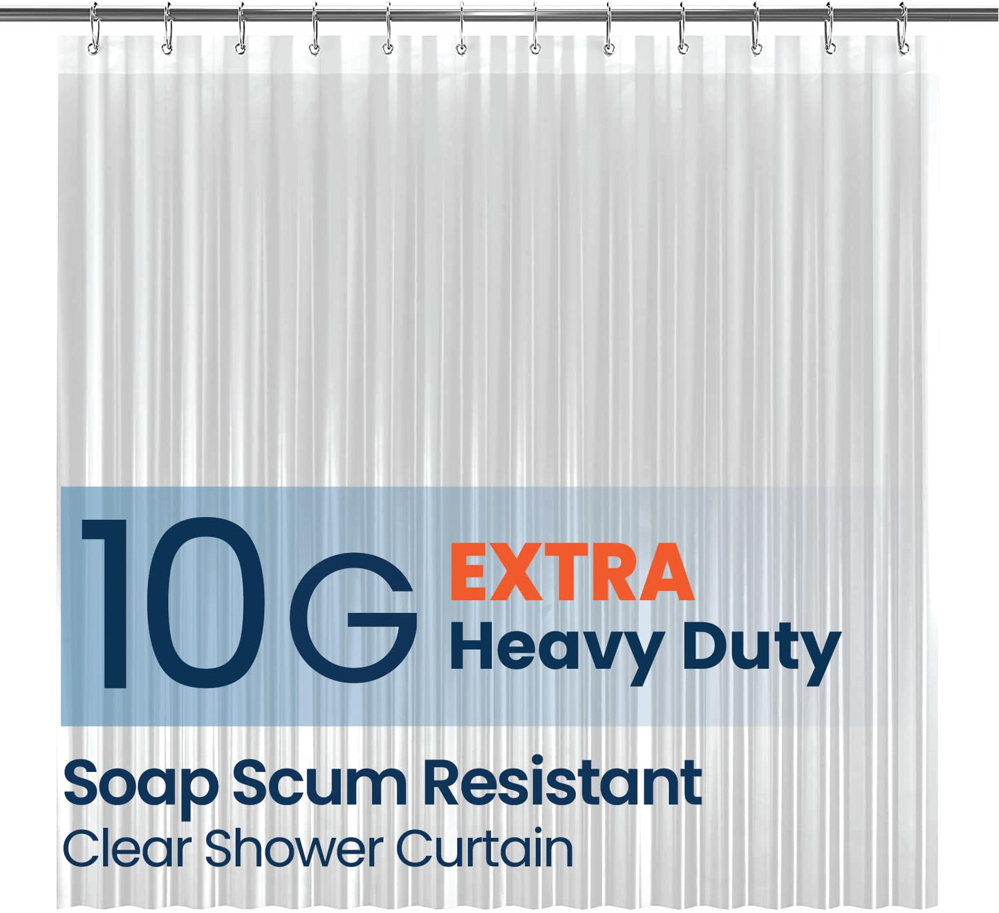 Bathroom Shower Curtain Waterproof Plastic Shower Curtain Premium PEVA Non-Toxic with Rust Proof Grommets Clear 8G Bathroom Accessories 72x72