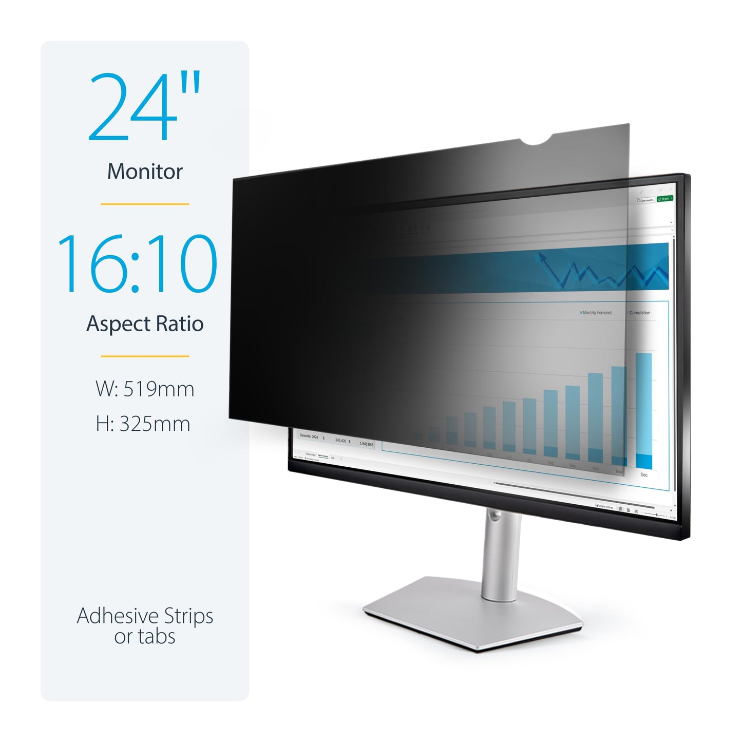 Monitor Privacy Screen for 24 inch PC Display - Computer Screen Security Filter - Blue Light Reducing Screen Protector Film - 16:9 Widescreen - Matte/Glossy - +/-30 Degree, TAA