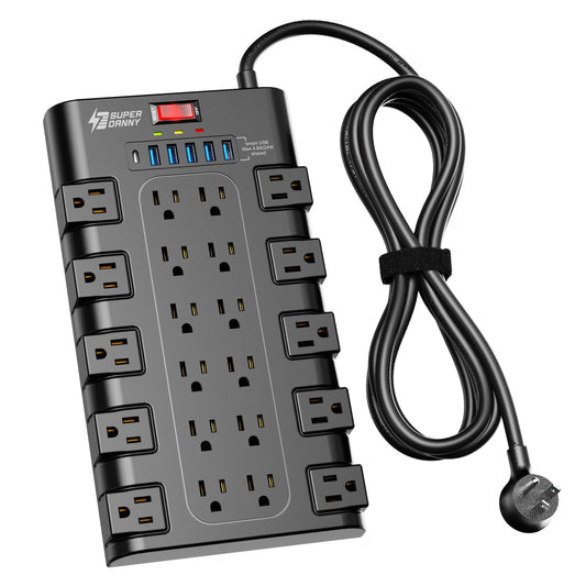 Power Strip, Surge Protector with 22 AC Outlets and 6 USB Charging Ports, 1875W/15AHeavy Duty Extension Cord