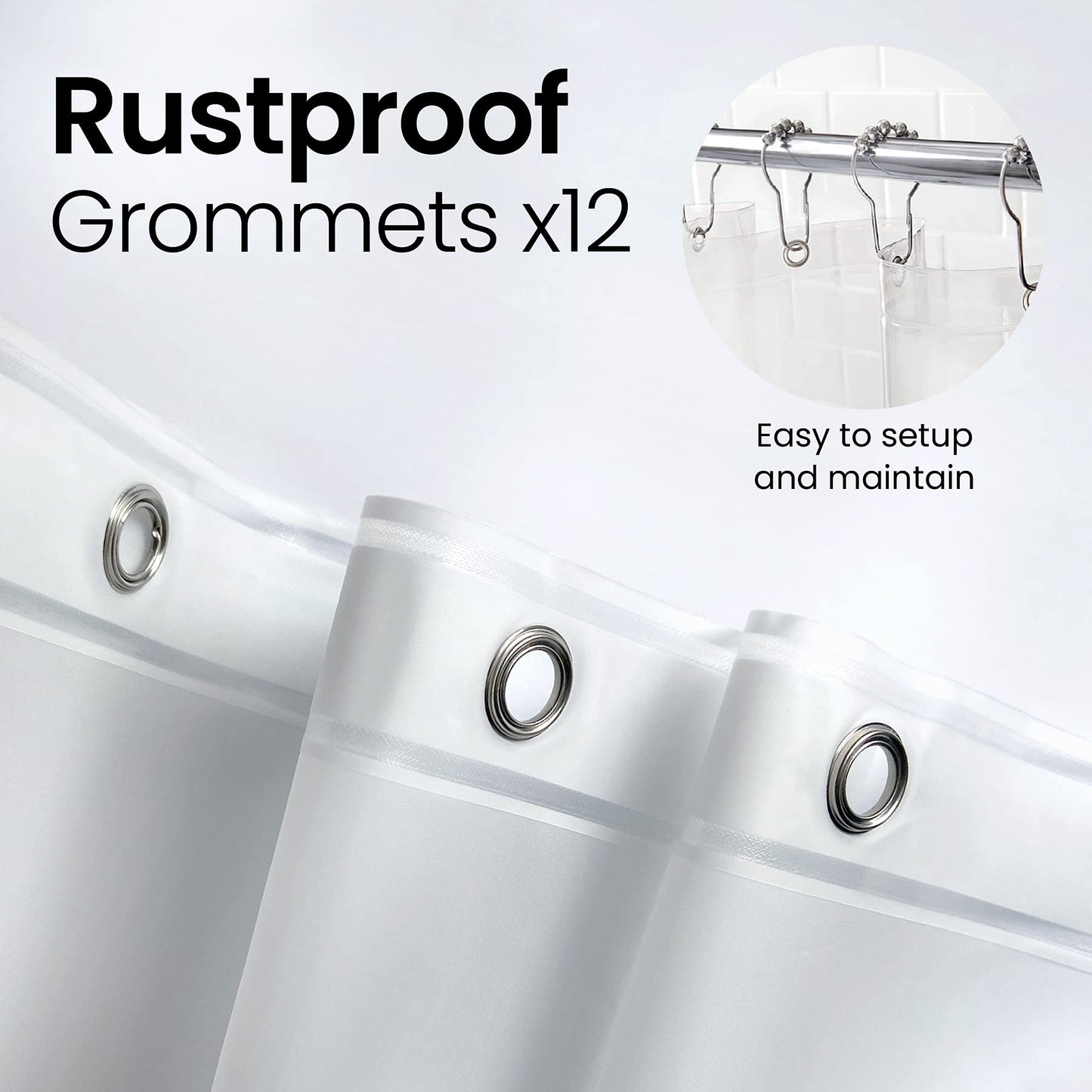 Bathroom Shower Curtain Waterproof Plastic Shower Curtain Premium PEVA Non-Toxic with Rust Proof Grommets Clear 8G Bathroom Accessories 72x72
