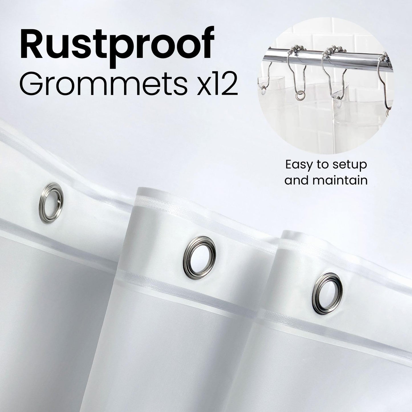 Bathroom Shower Curtain Waterproof Plastic Shower Curtain Premium PEVA Non-Toxic with Rust Proof Grommets Clear 8G Bathroom Accessories 72x72