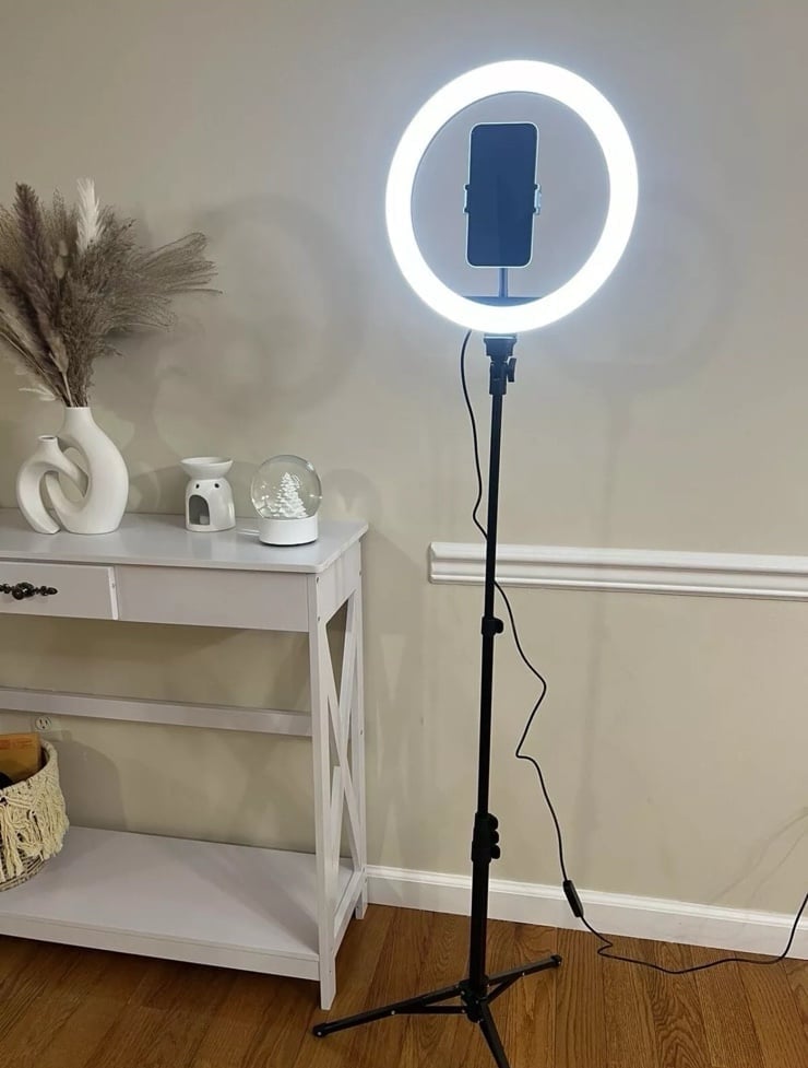 PhoNecessity LED Selfie Ring Light Tripod with Adjustable Height and Smart Phone Holder