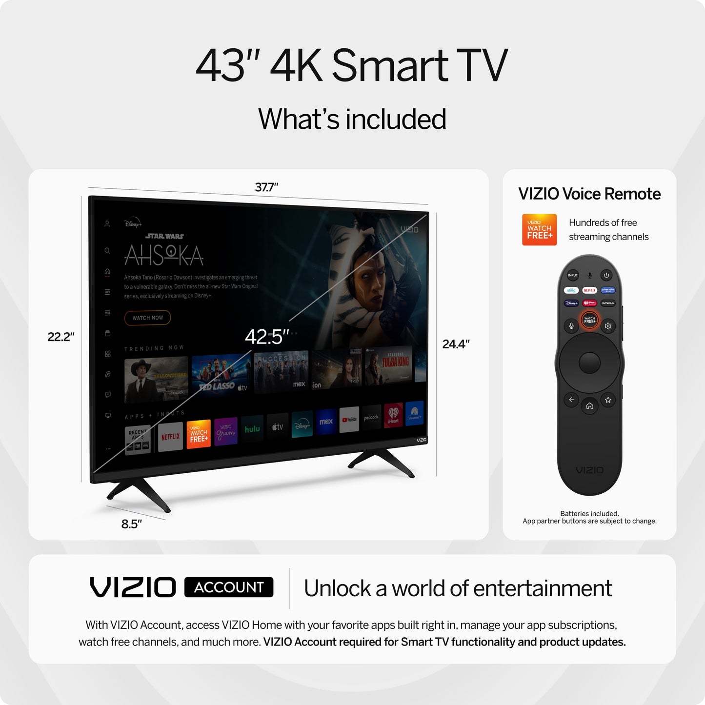 VIZIO 43" Class 4K LED HDR Smart TV
