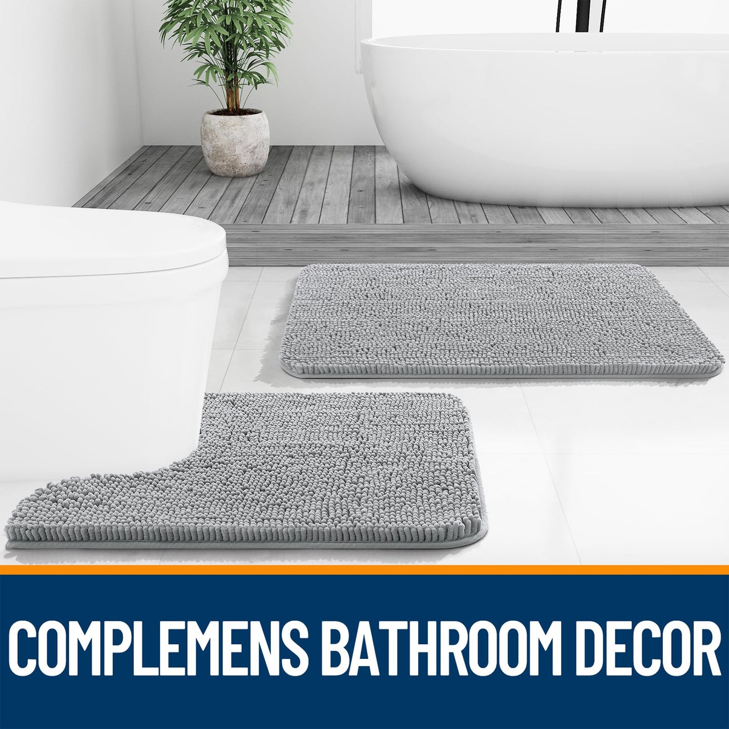 Bathroom Rugs 30x20, Extra Soft Absorbent Chenille Bath Rugs