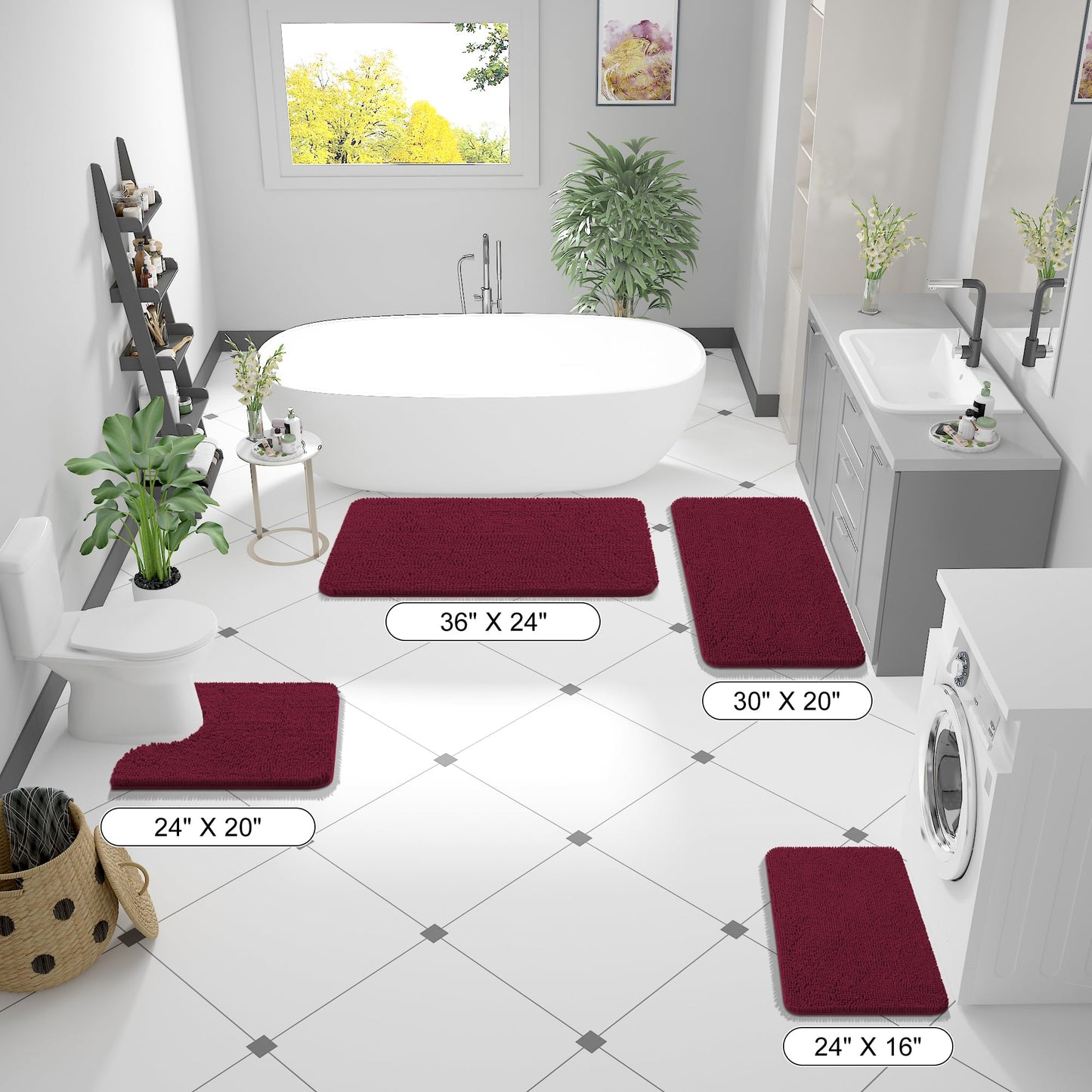 Bathroom Rugs 30x20, Extra Soft Absorbent Chenille Bath Rugs