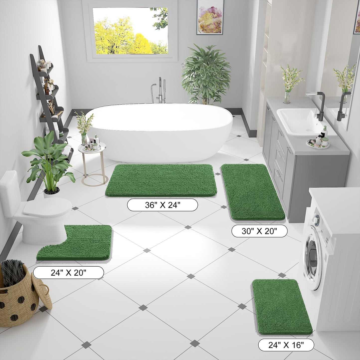 Bathroom Rugs 30x20, Extra Soft Absorbent Chenille Bath Rugs