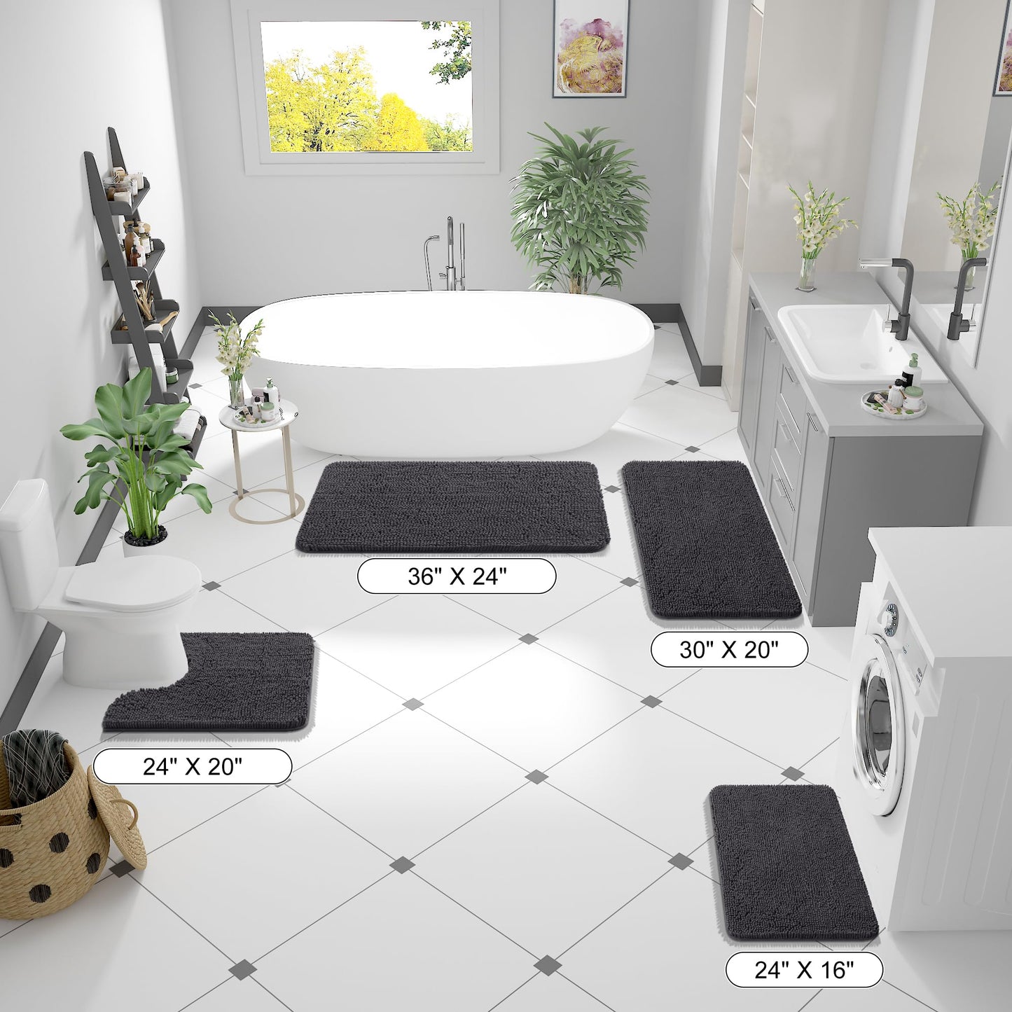 Bathroom Rugs 30x20, Extra Soft Absorbent Chenille Bath Rugs