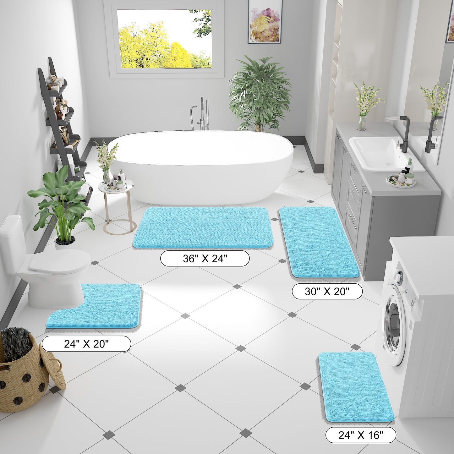 Bathroom Rugs 30x20, Extra Soft Absorbent Chenille Bath Rugs