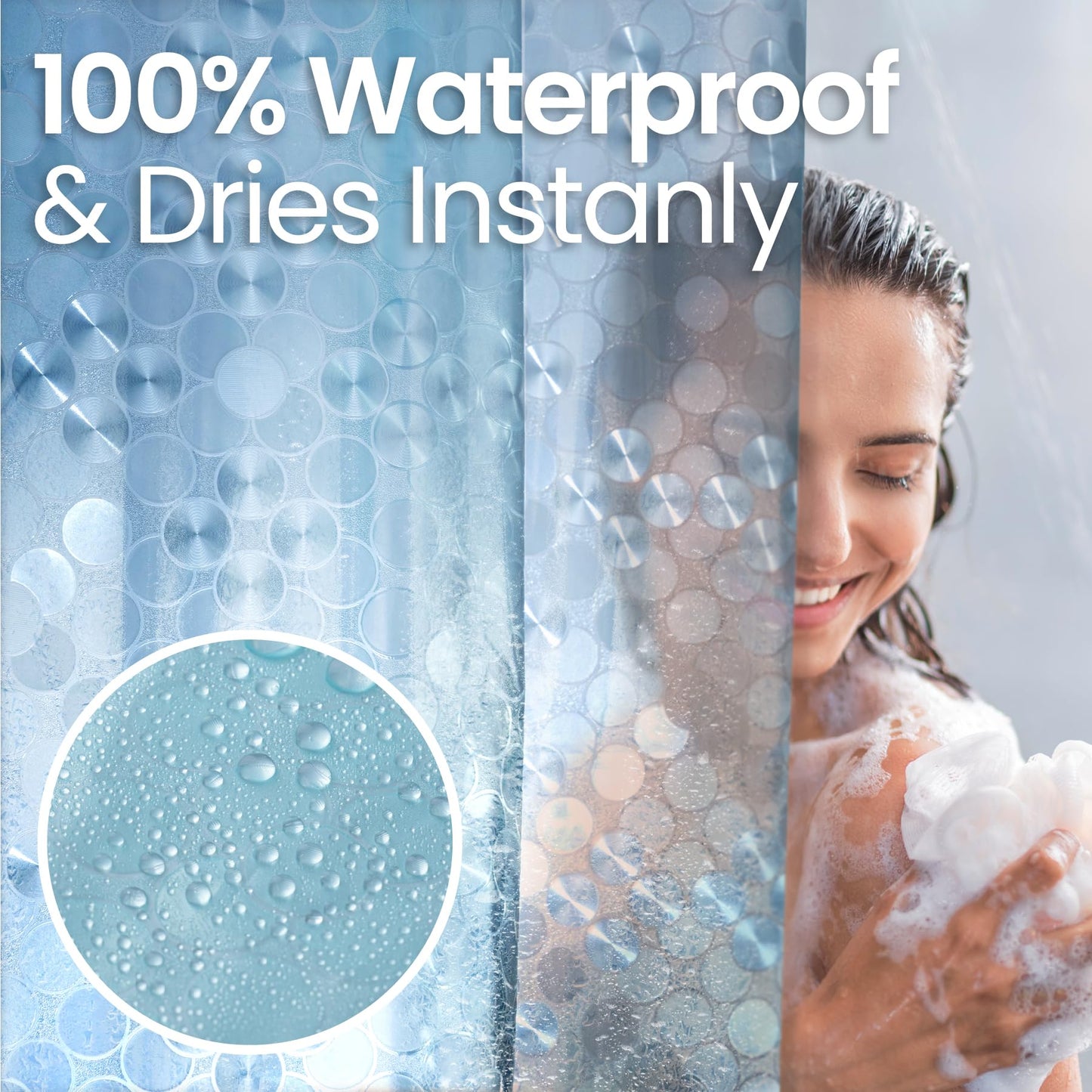 Bathroom Shower Curtain Waterproof Plastic Shower Curtain Premium PEVA Non-Toxic with Rust Proof Grommets Clear 8G Bathroom Accessories 72x72