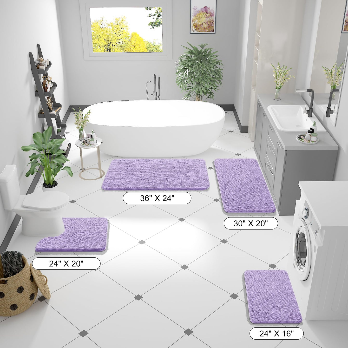 Bathroom Rugs 30x20, Extra Soft Absorbent Chenille Bath Rugs