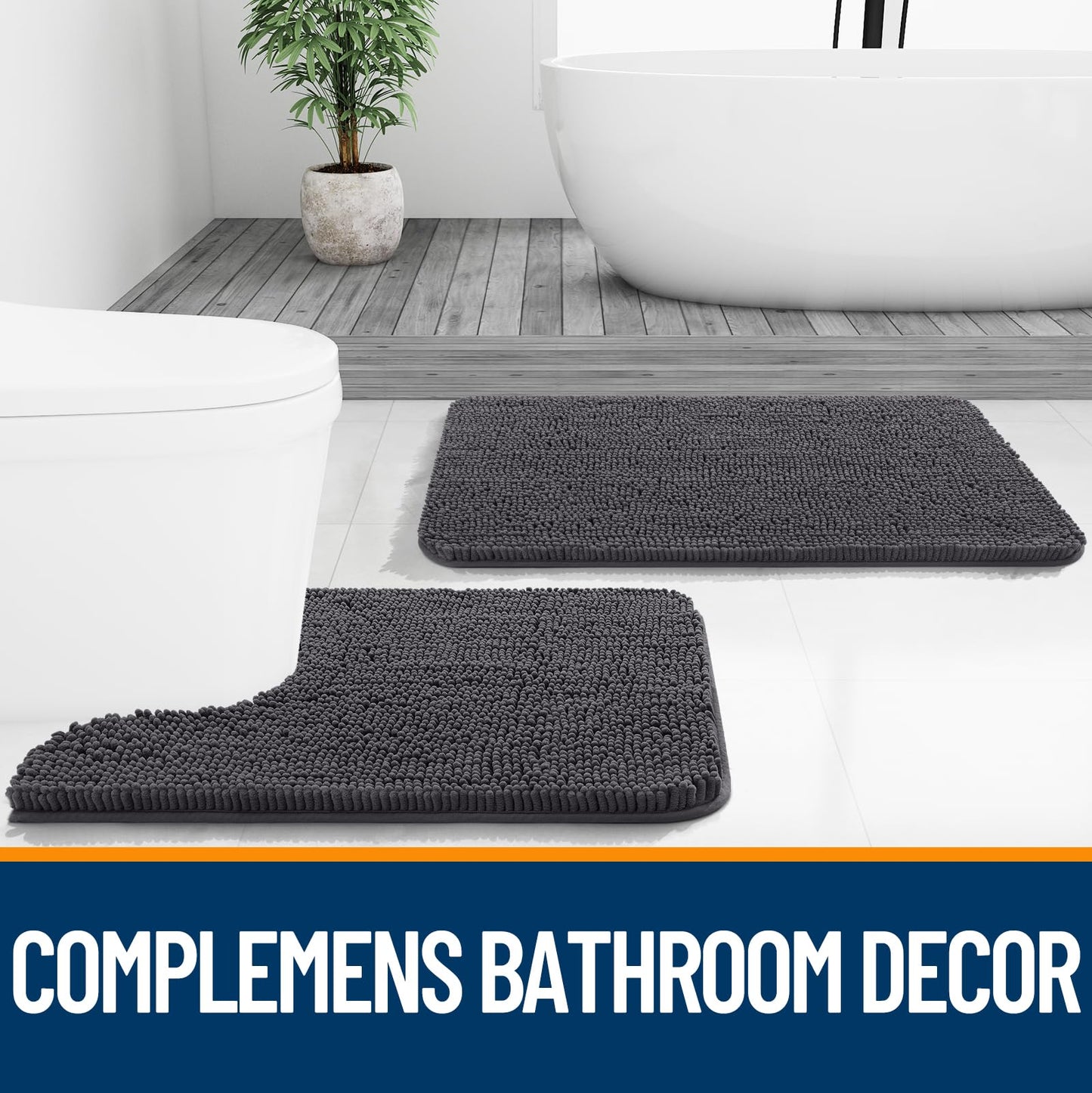 Bathroom Rugs 30x20, Extra Soft Absorbent Chenille Bath Rugs
