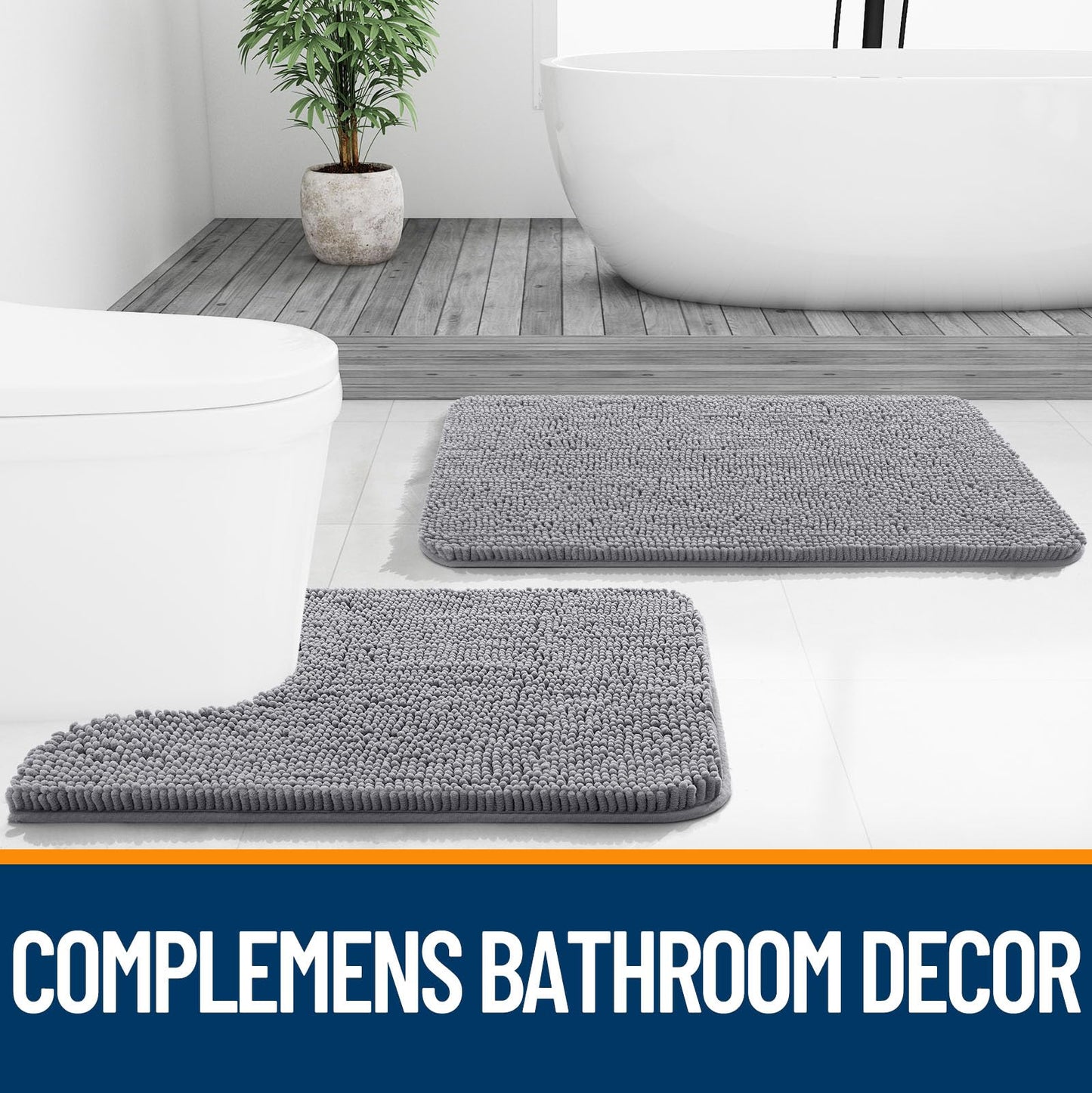 Bathroom Rugs 30x20, Extra Soft Absorbent Chenille Bath Rugs