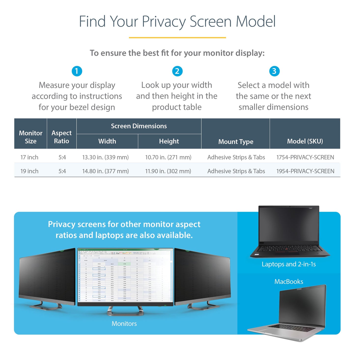Monitor Privacy Screen for 24 inch PC Display - Computer Screen Security Filter - Blue Light Reducing Screen Protector Film - 16:9 Widescreen - Matte/Glossy - +/-30 Degree, TAA