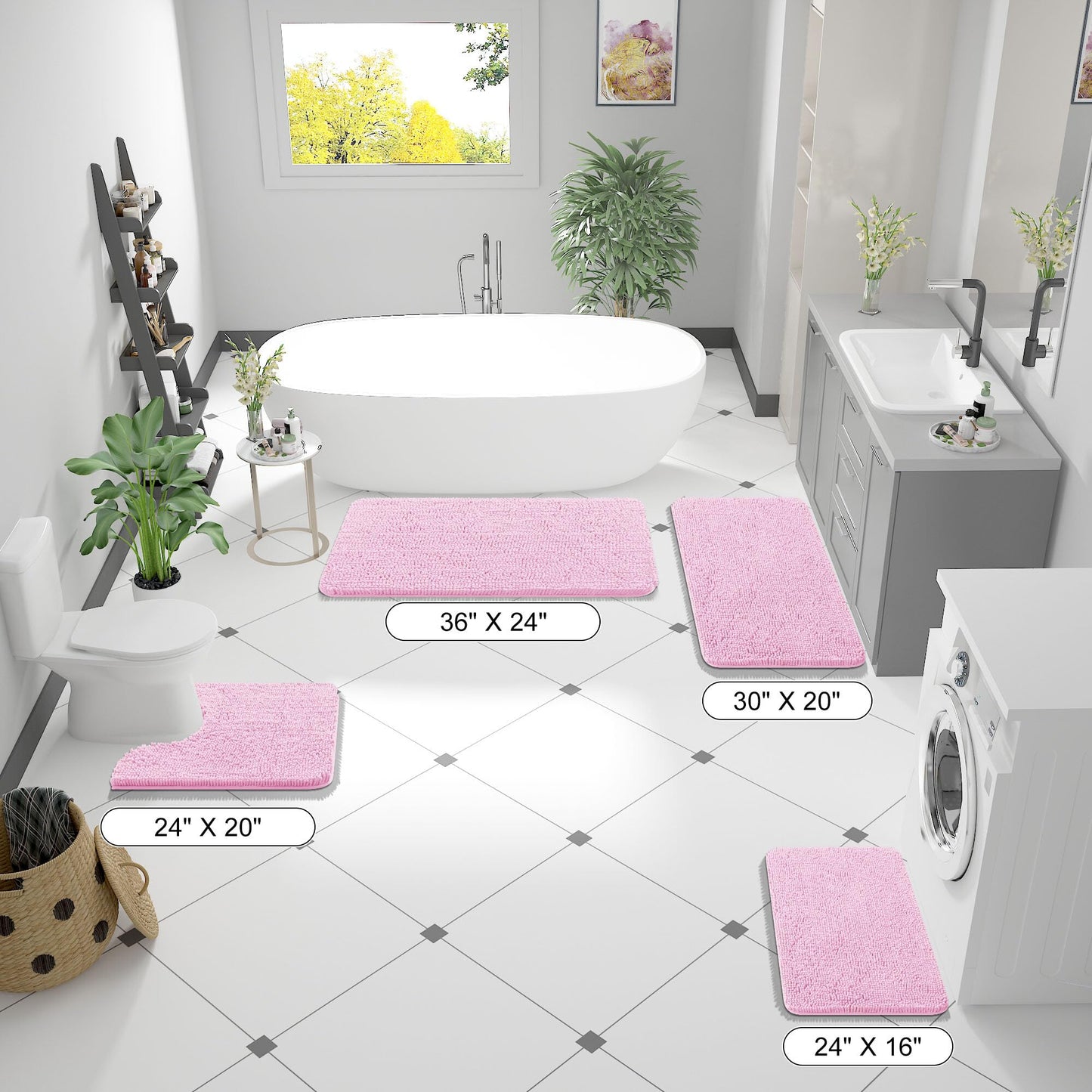 Bathroom Rugs 30x20, Extra Soft Absorbent Chenille Bath Rugs