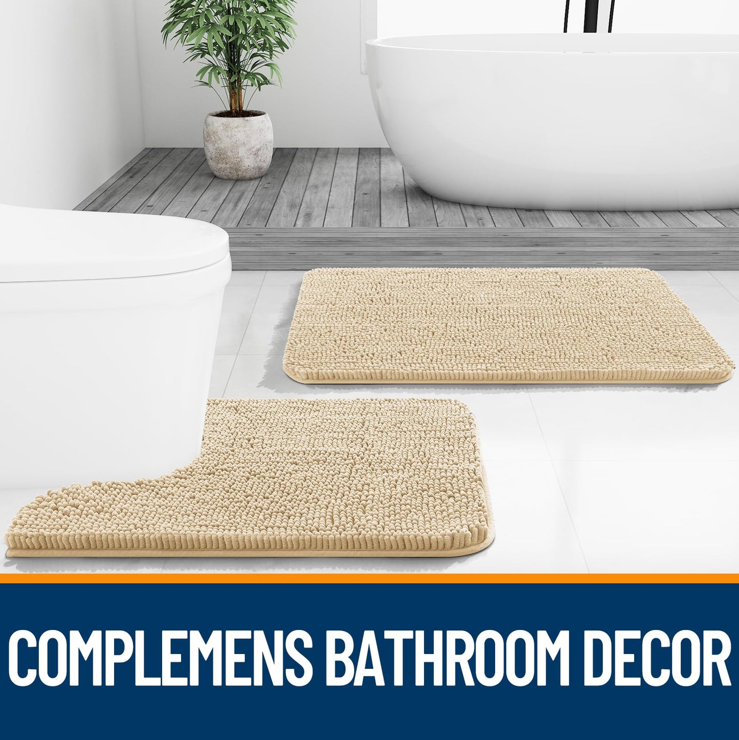 Bathroom Rugs 30x20, Extra Soft Absorbent Chenille Bath Rugs