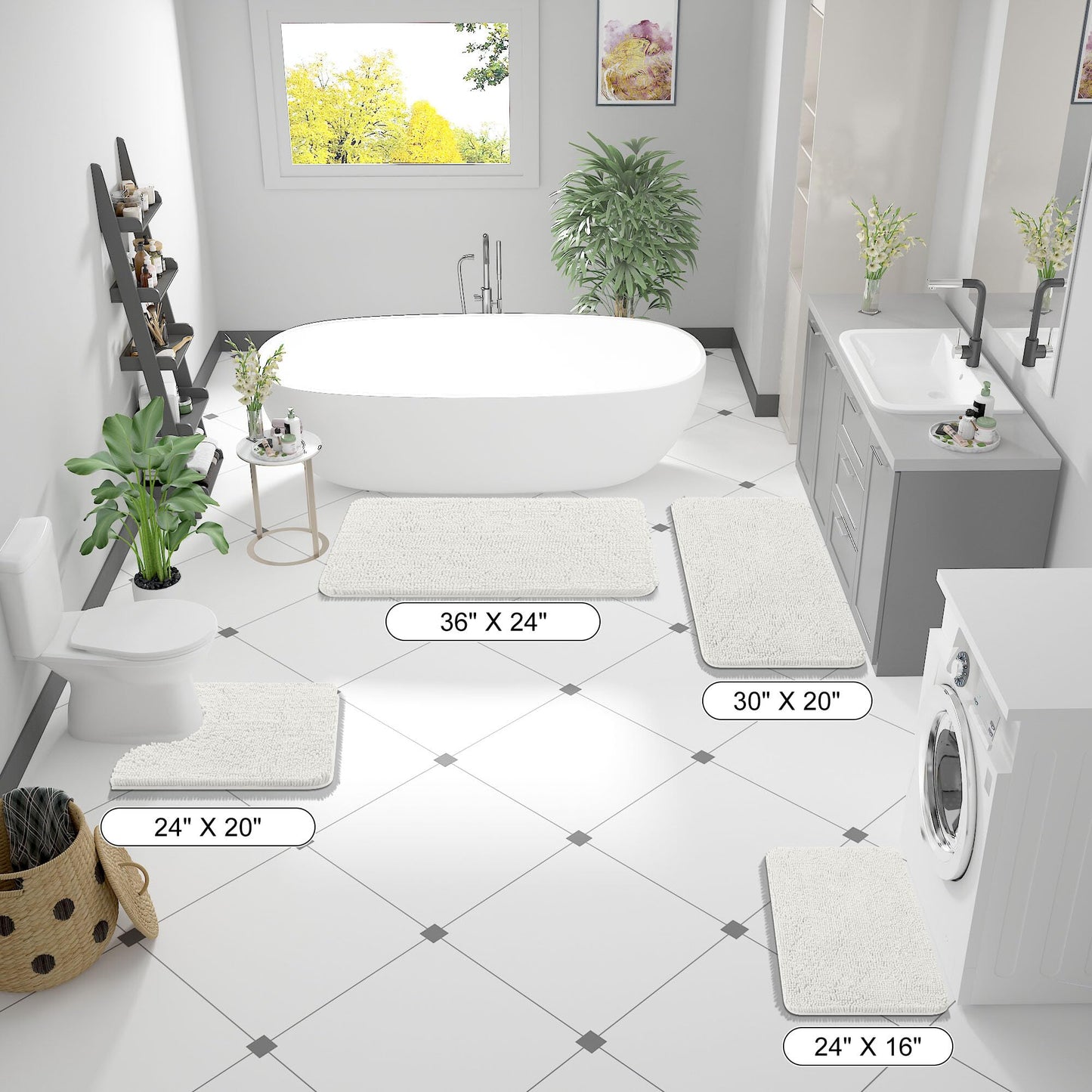 Bathroom Rugs 30x20, Extra Soft Absorbent Chenille Bath Rugs