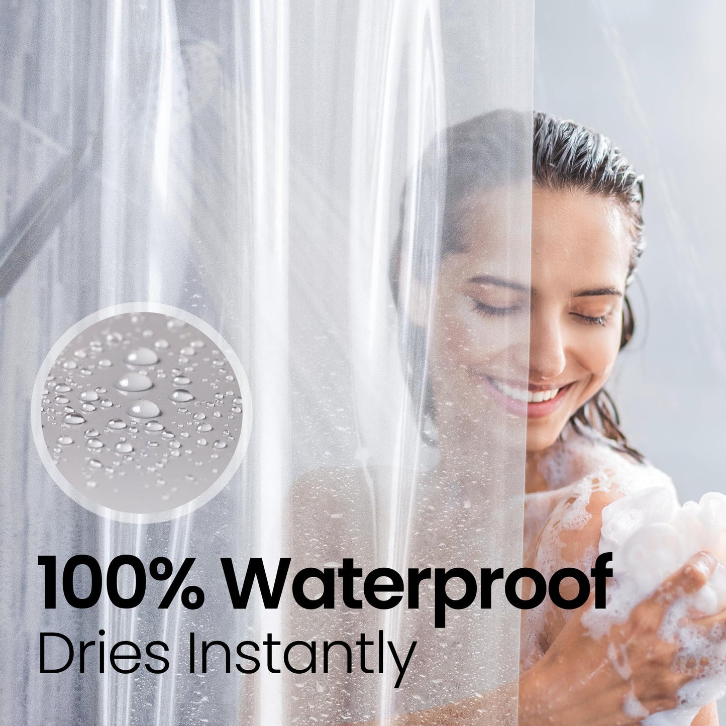 Bathroom Shower Curtain Waterproof Plastic Shower Curtain Premium PEVA Non-Toxic with Rust Proof Grommets Clear 8G Bathroom Accessories 72x72