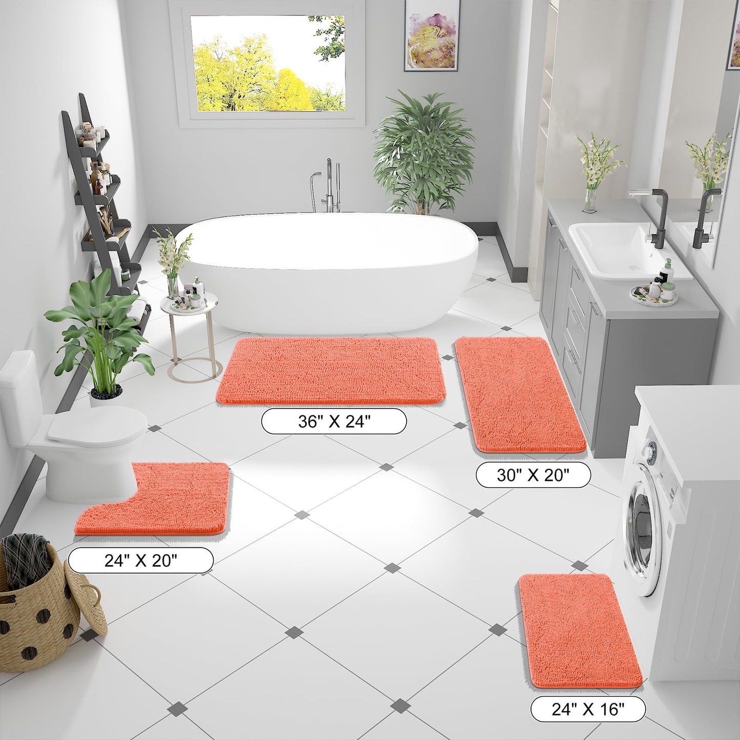 Bathroom Rugs 30x20, Extra Soft Absorbent Chenille Bath Rugs