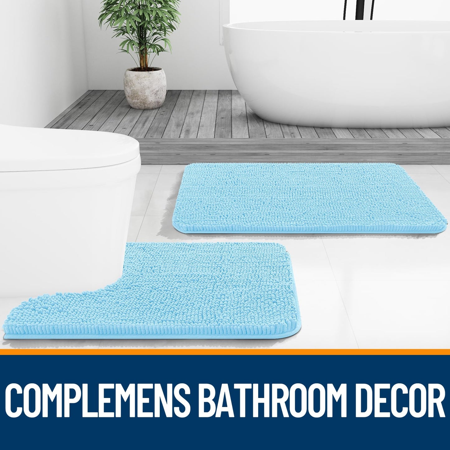 Bathroom Rugs 30x20, Extra Soft Absorbent Chenille Bath Rugs