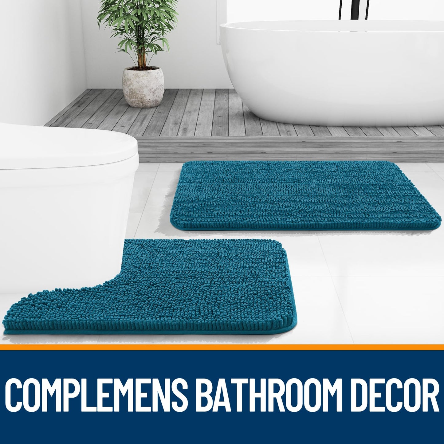 Bathroom Rugs 30x20, Extra Soft Absorbent Chenille Bath Rugs
