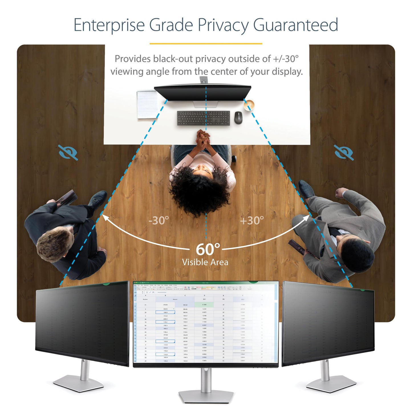Monitor Privacy Screen for 24 inch PC Display - Computer Screen Security Filter - Blue Light Reducing Screen Protector Film - 16:9 Widescreen - Matte/Glossy - +/-30 Degree, TAA