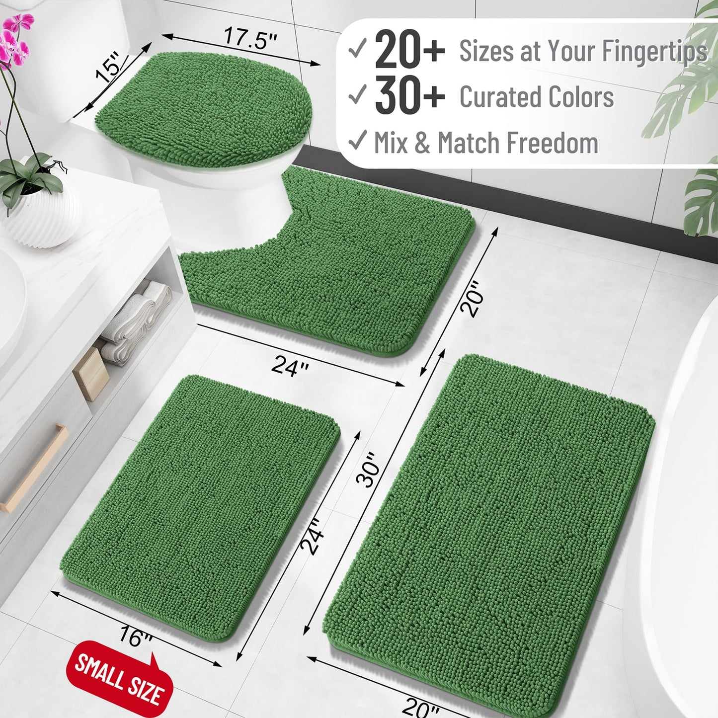 Bathroom Rugs 30x20, Extra Soft Absorbent Chenille Bath Rugs