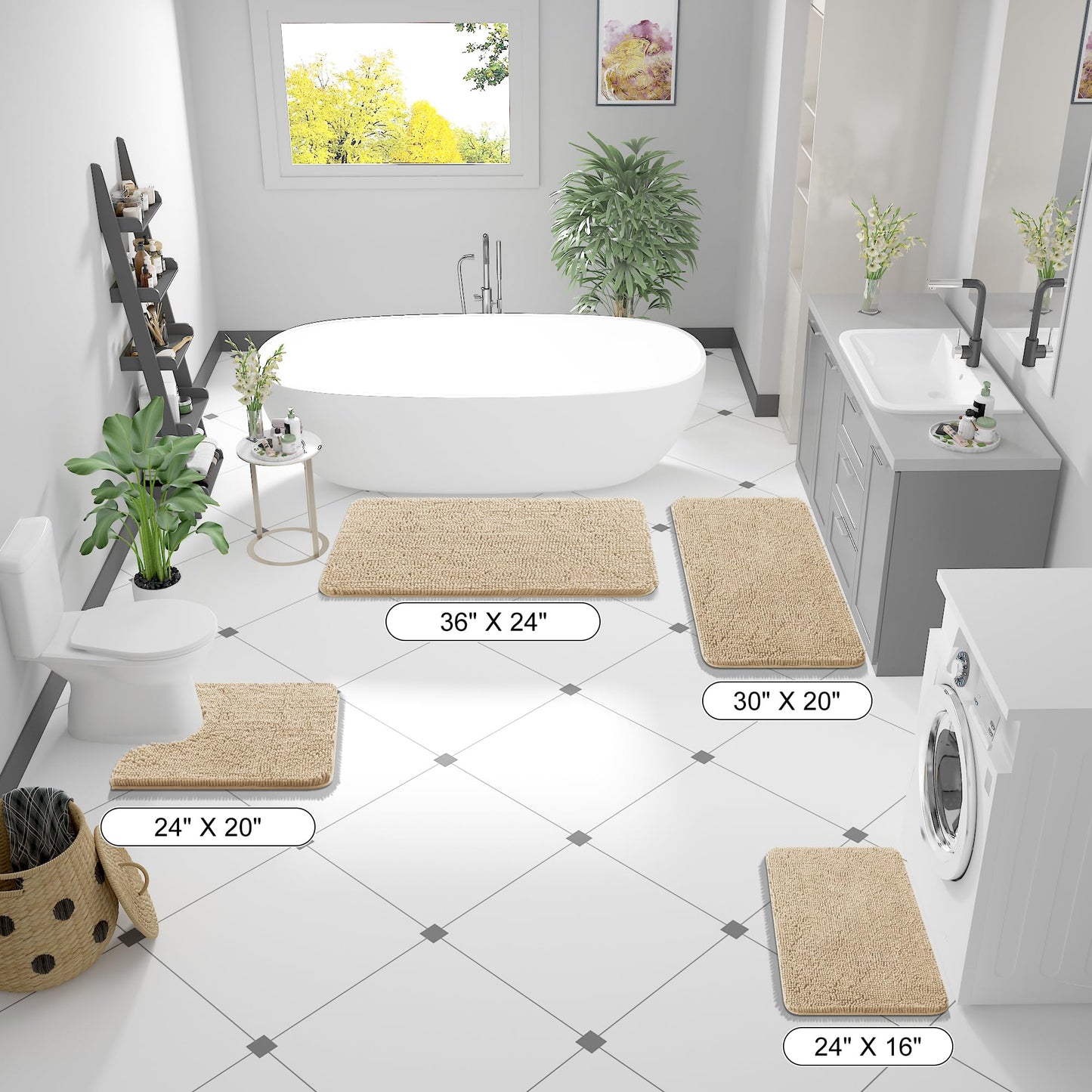 Bathroom Rugs 30x20, Extra Soft Absorbent Chenille Bath Rugs