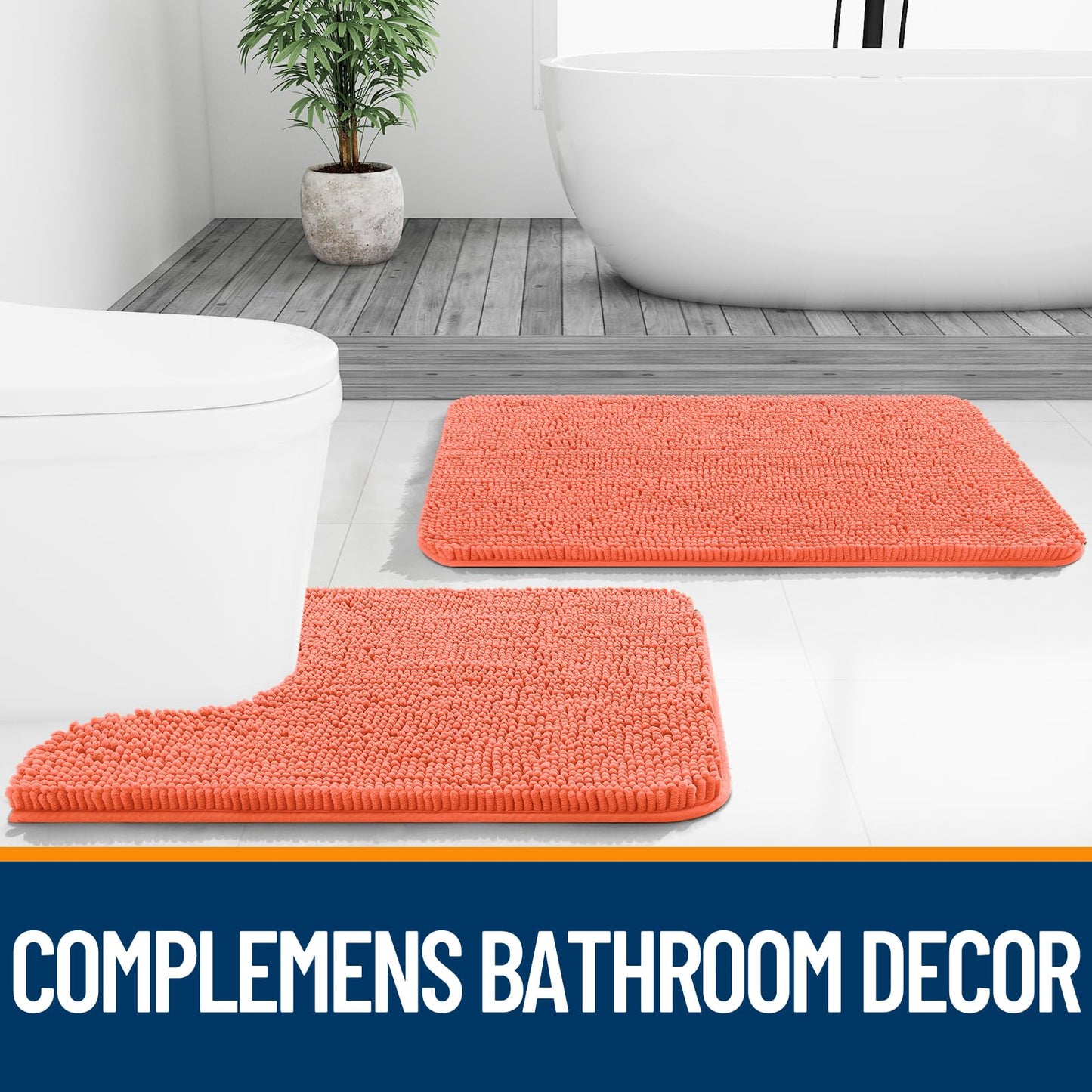 Bathroom Rugs 30x20, Extra Soft Absorbent Chenille Bath Rugs