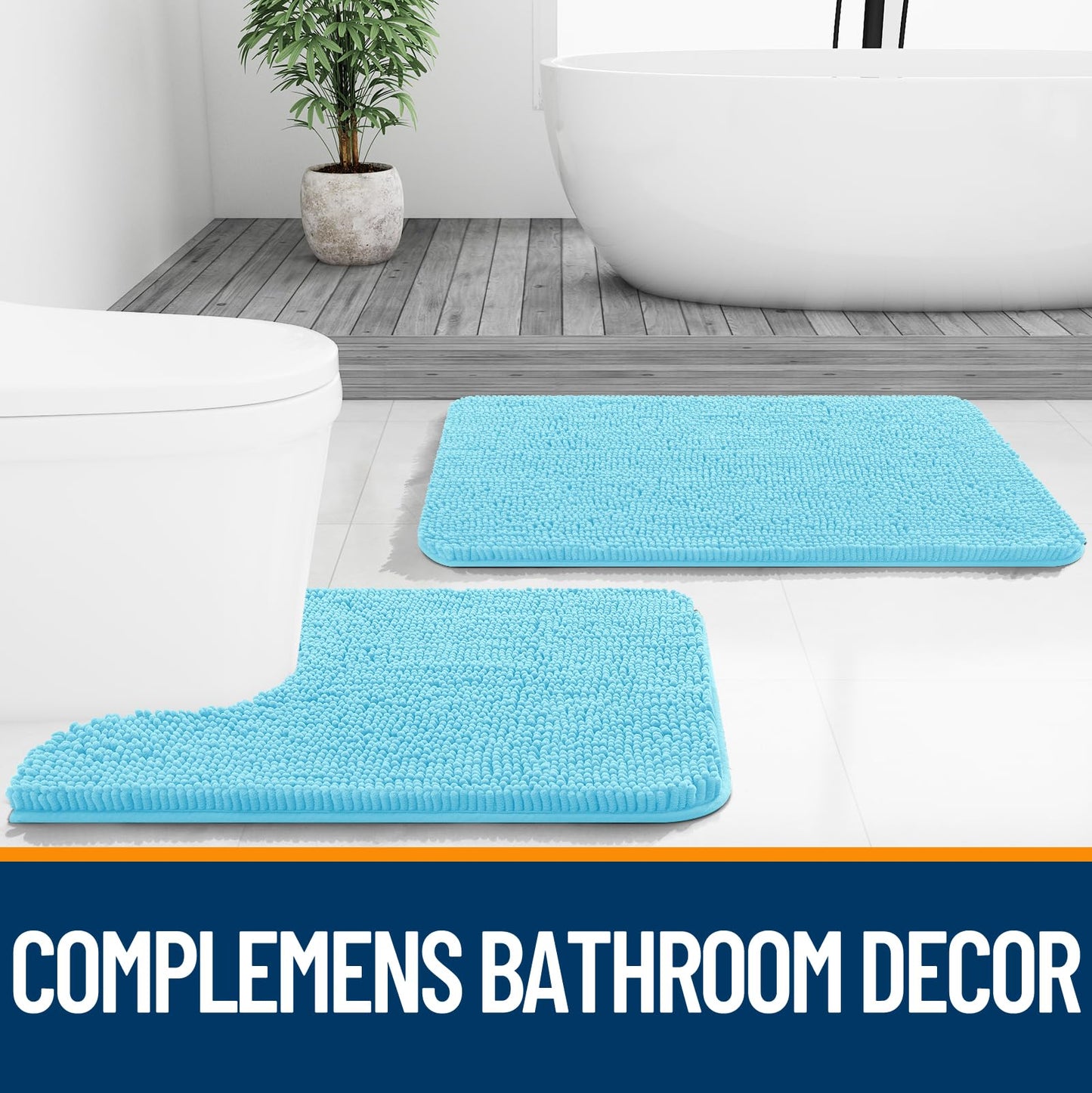 Bathroom Rugs 30x20, Extra Soft Absorbent Chenille Bath Rugs