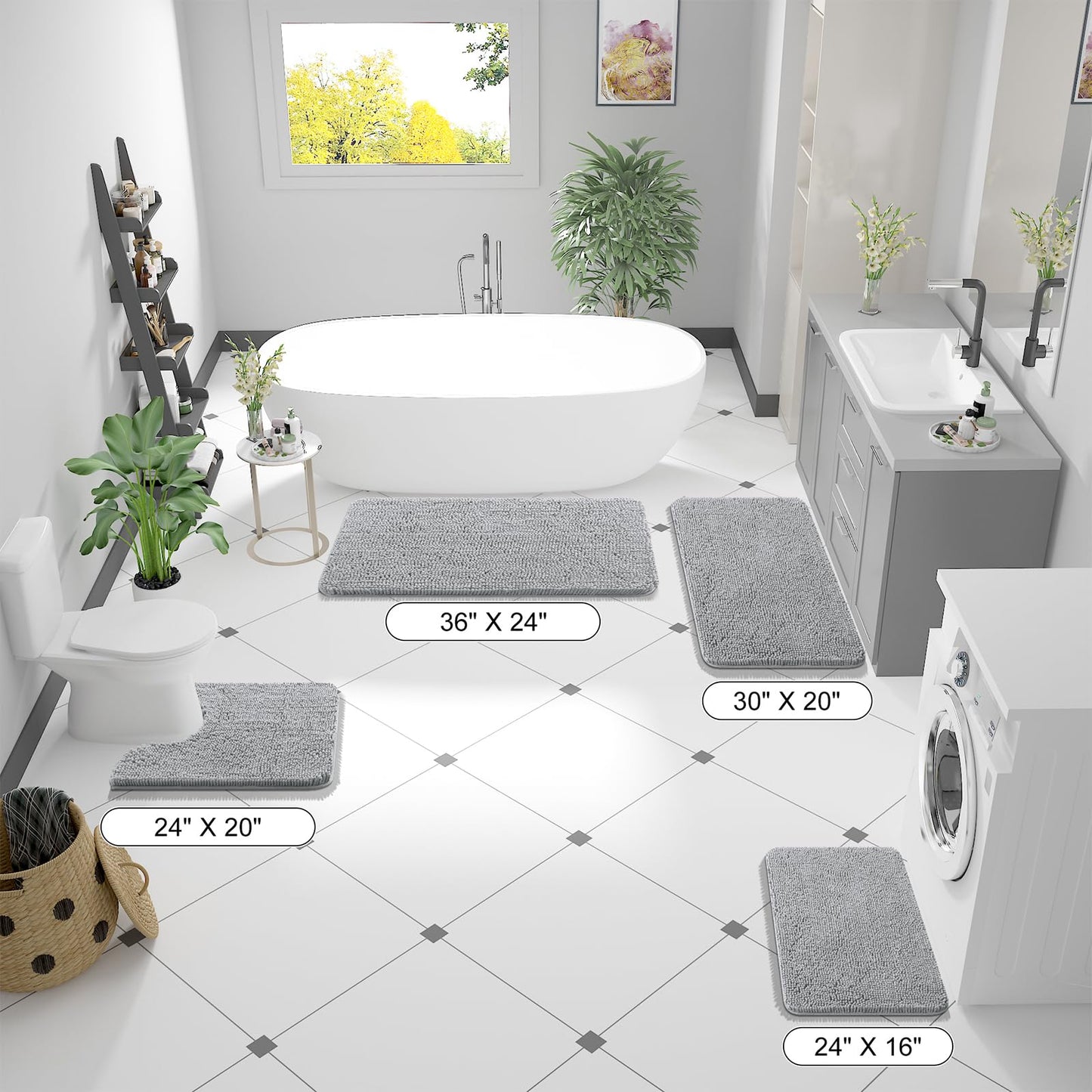 Bathroom Rugs 30x20, Extra Soft Absorbent Chenille Bath Rugs