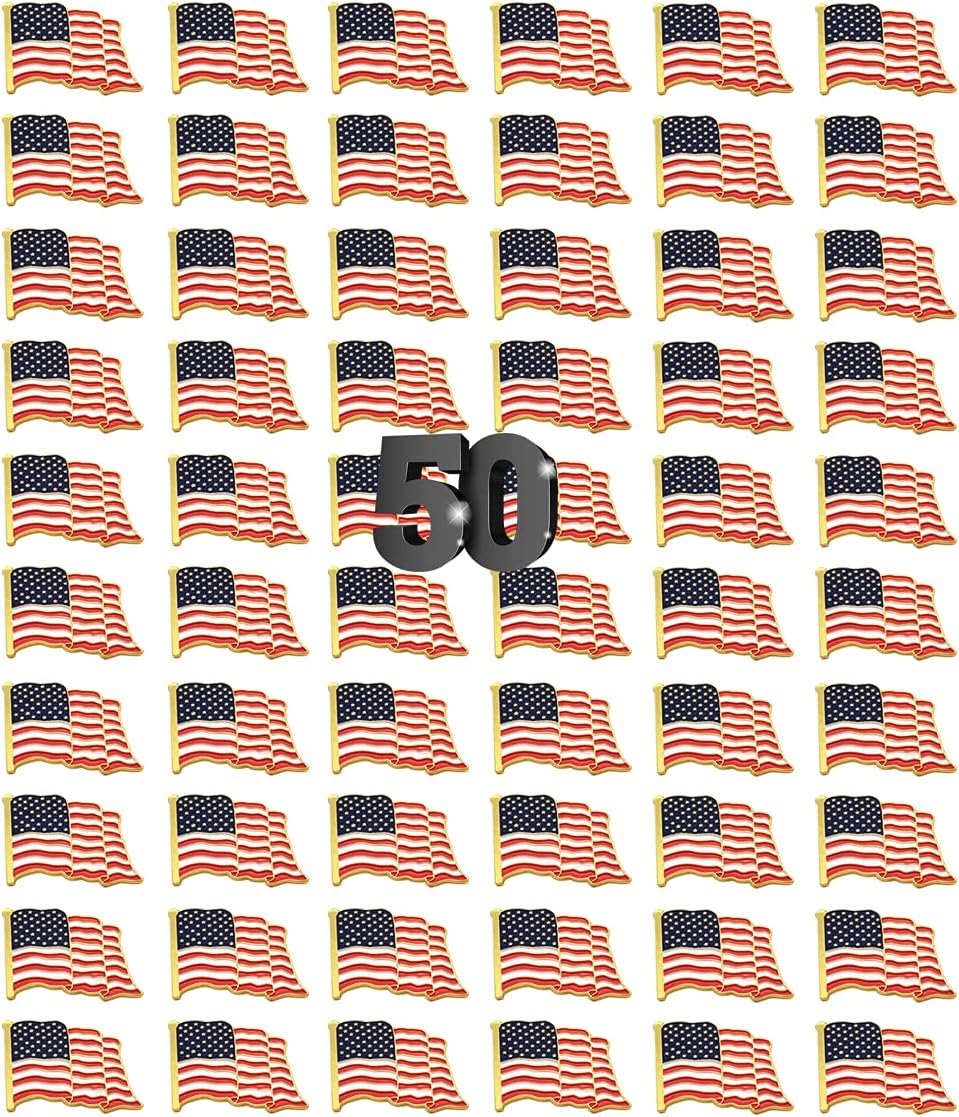 24 Pack American Flag Lapel Pins-USA Metal Enamel Waving Flag Pins US Patriotic Badge