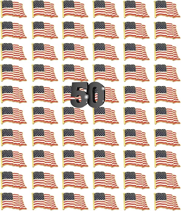 24 Pack American Flag Lapel Pins-USA Metal Enamel Waving Flag Pins US Patriotic Badge