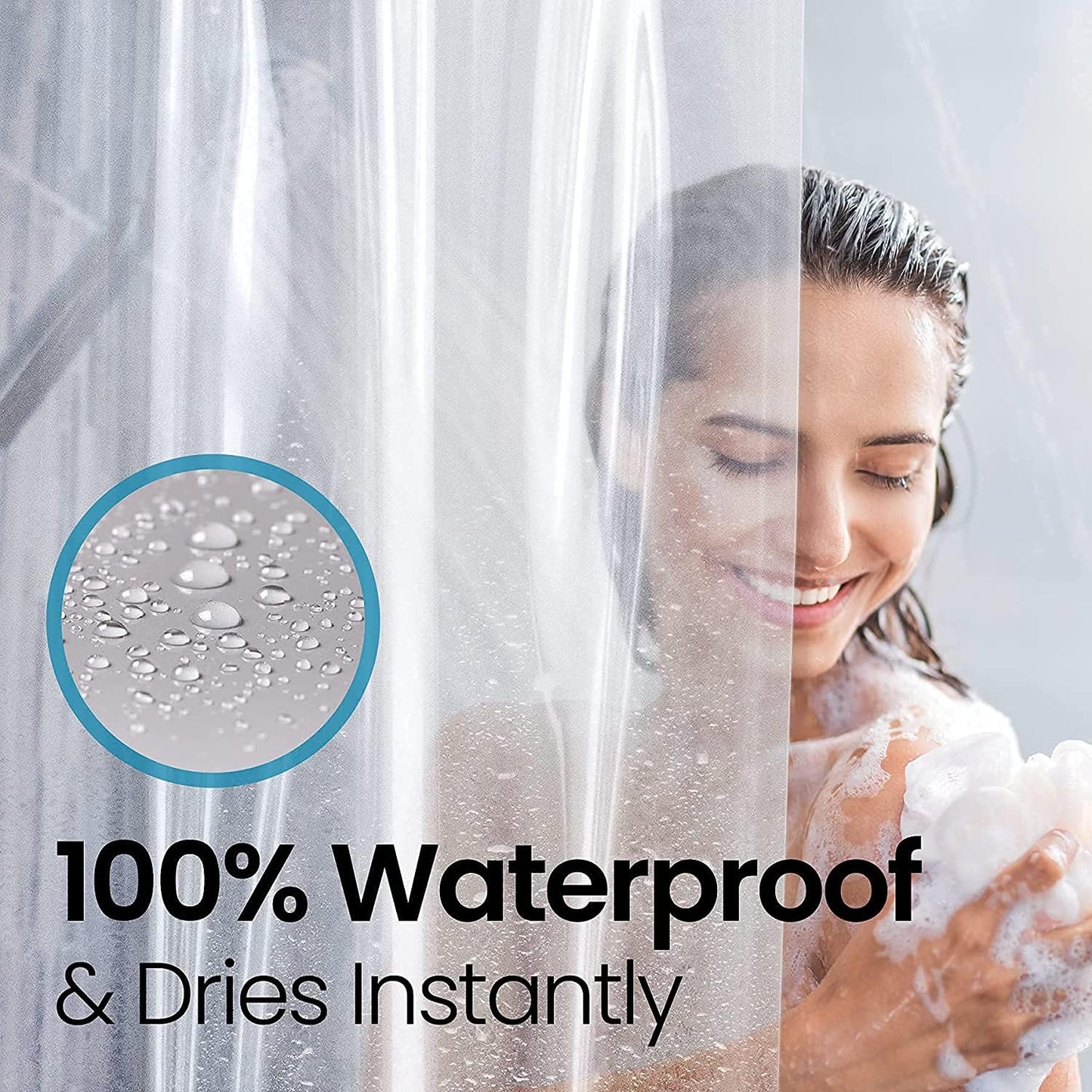 Bathroom Shower Curtain Waterproof Plastic Shower Curtain Premium PEVA Non-Toxic with Rust Proof Grommets Clear 8G Bathroom Accessories 72x72