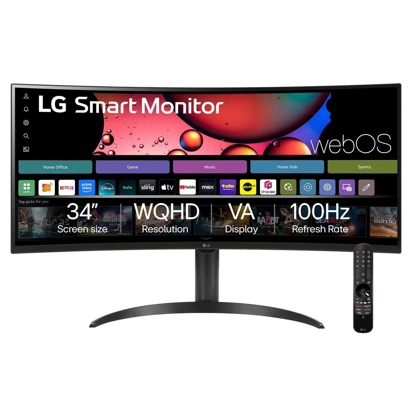 LG 34" Curved Ultrawide WQHD MyView Smart Monitor - 3440 x 1440