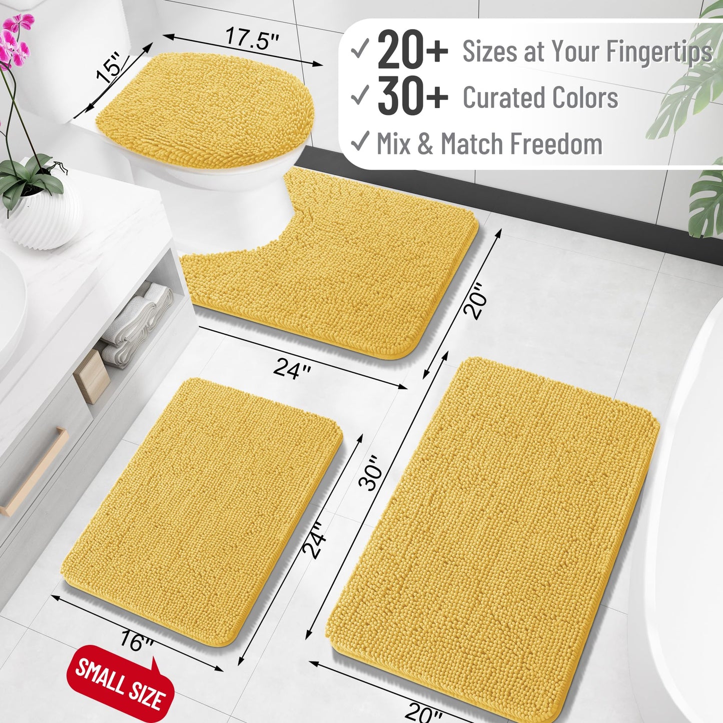 Bathroom Rugs 30x20, Extra Soft Absorbent Chenille Bath Rugs