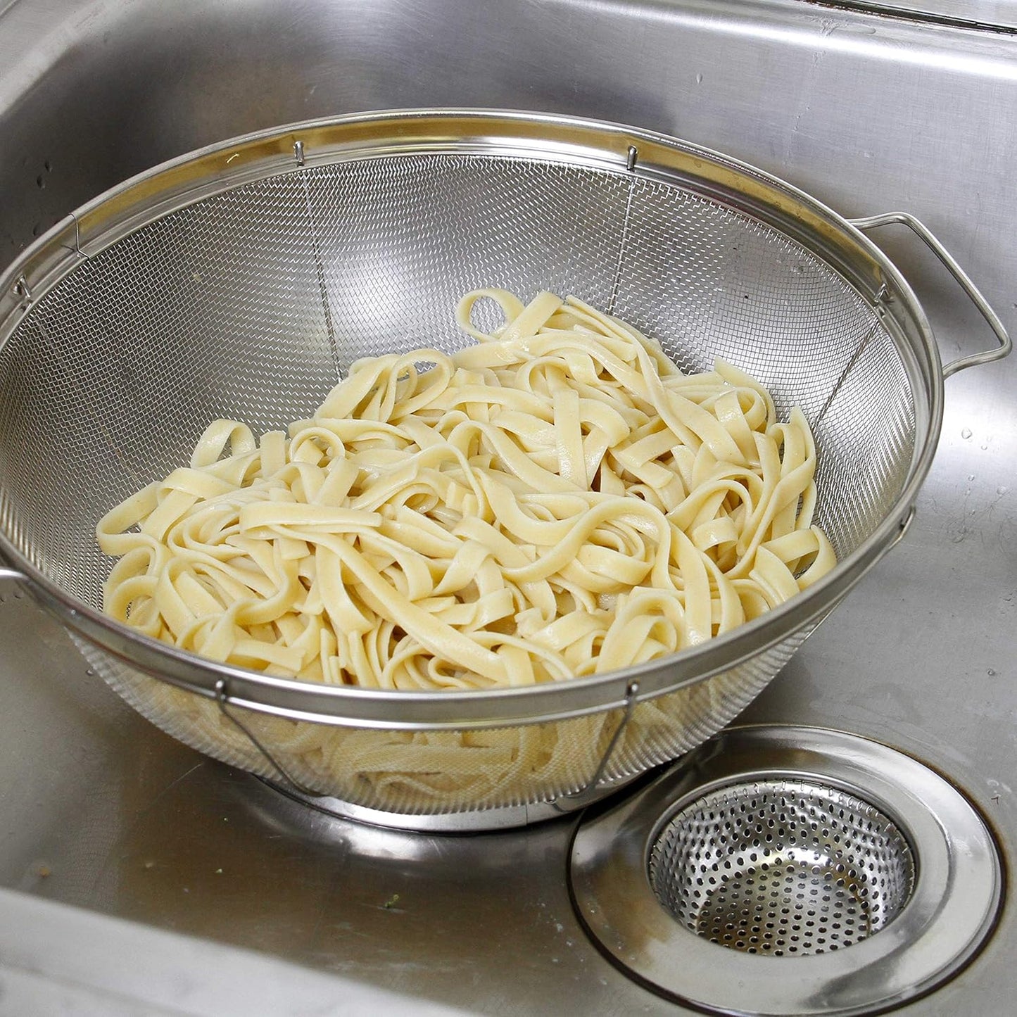 U.S. Kitchen Supply Set of 3 Stainless Steel Colander Strainers Net Baskets - 11", 9.5" & 8.5" Sizes - Colander with Handles & Resting Base - Stainless Steel Sieve, Strainers and Colanders for Kitchen