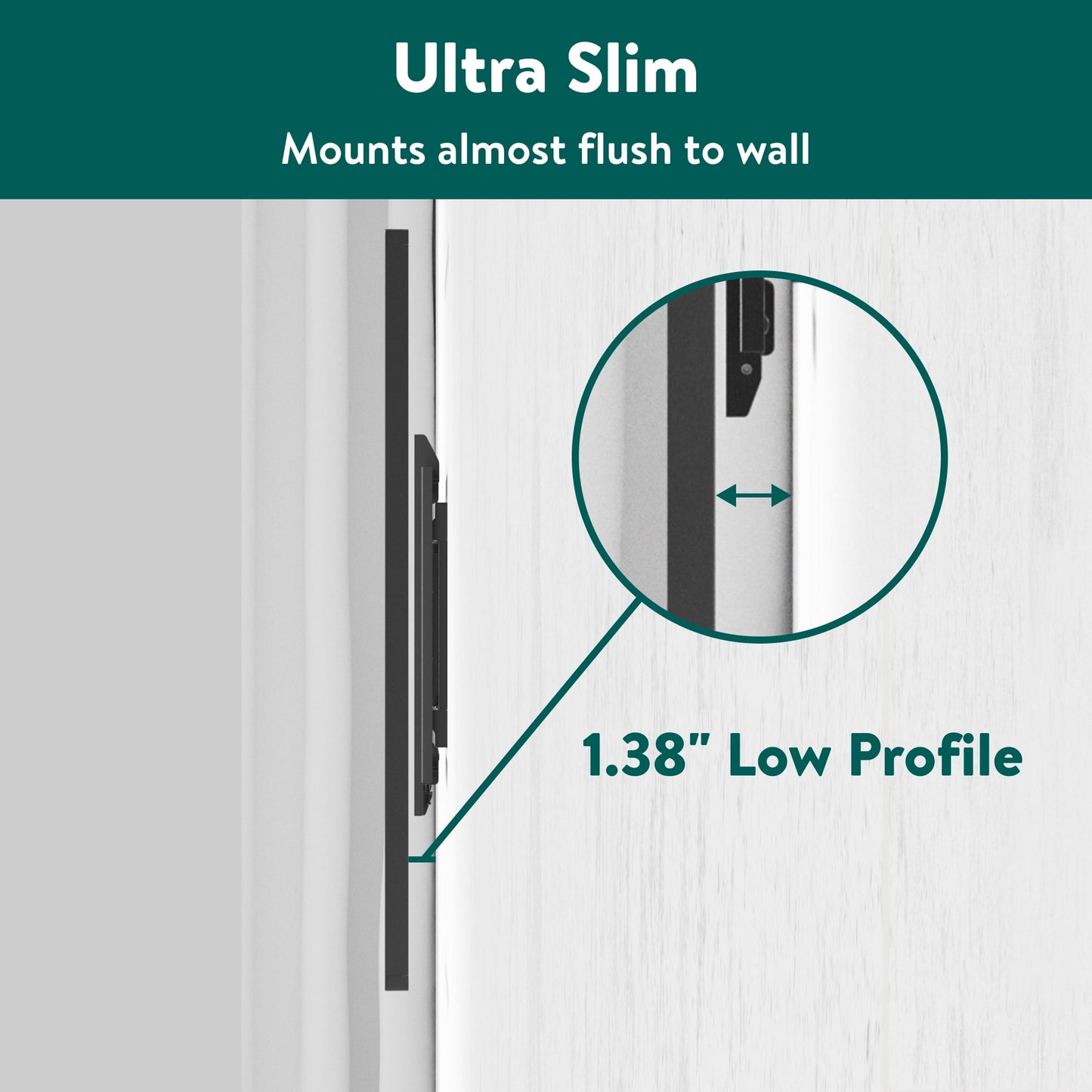 Ultra-slim Full Motion TV Wall Mount for 50" to 86" TVs, swivel ±45°, up to +5°/-20° Tilting