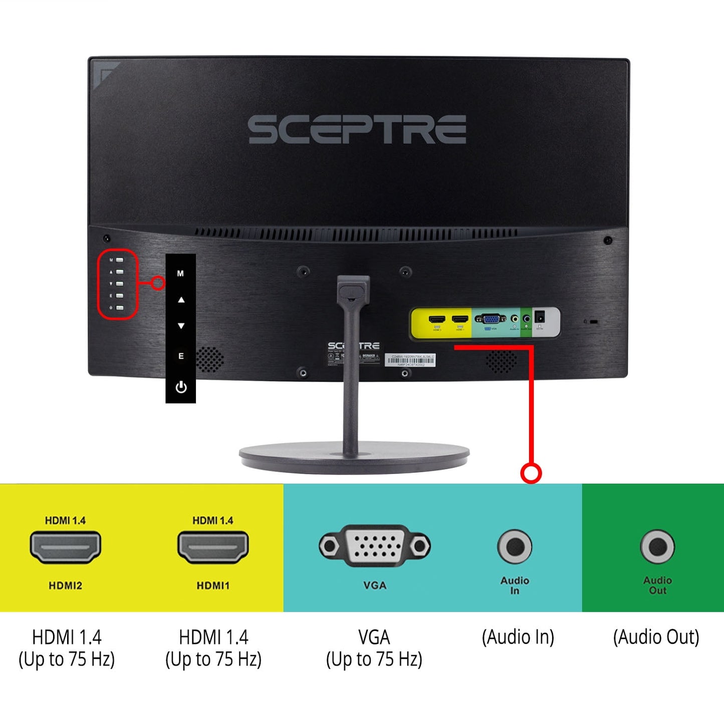 Sceptre C248W-1920RN 24" 1080P LED Curved Computer Monitor, Black
