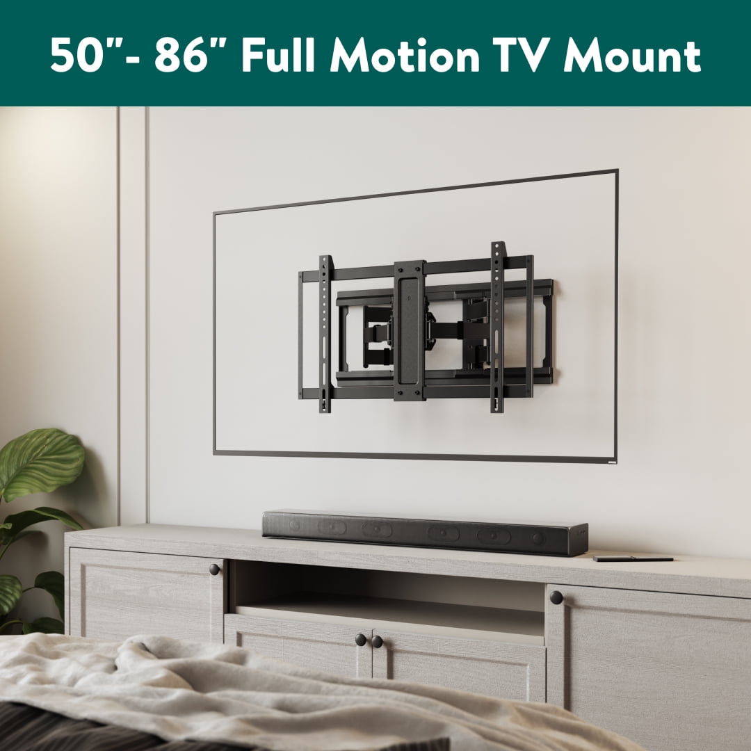 Ultra-slim Full Motion TV Wall Mount for 50" to 86" TVs, swivel ±45°, up to +5°/-20° Tilting