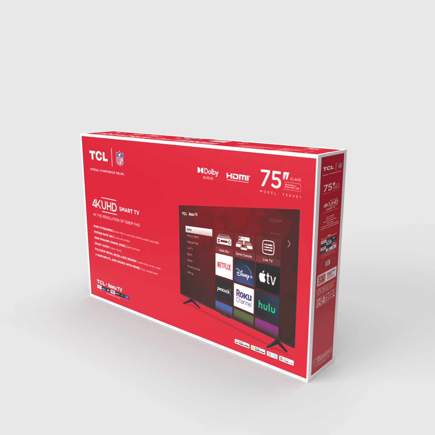 TCL 75" Class 4-Series 4K UHD HDR Smart Roku TV