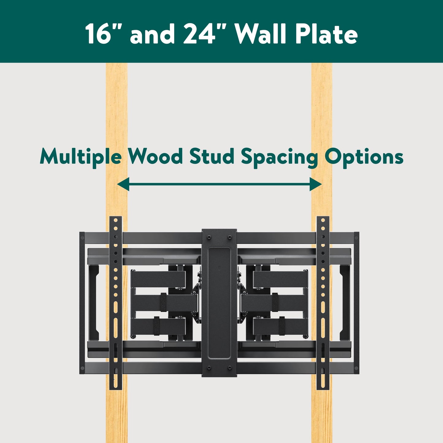 Ultra-slim Full Motion TV Wall Mount for 50" to 86" TVs, swivel ±45°, up to +5°/-20° Tilting