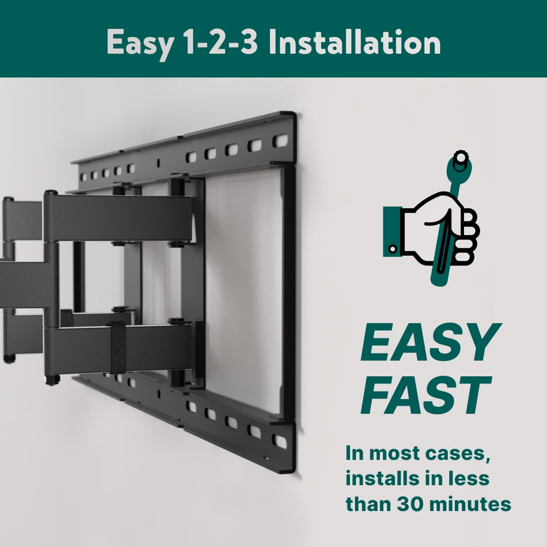 Ultra-slim Full Motion TV Wall Mount for 50" to 86" TVs, swivel ±45°, up to +5°/-20° Tilting