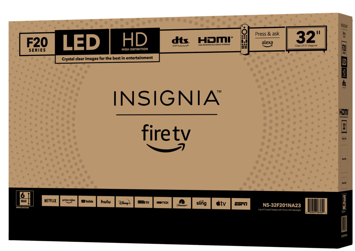 Package - Insignia™ - 32" Class F20 Series LED HD Smart Fire TV and 2.0-Channel Soundbar - Black