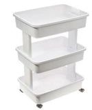 3-Tier Plastic Multi-Purpose Rolling Laundry Cart, Arctic White, Case Pack 1
