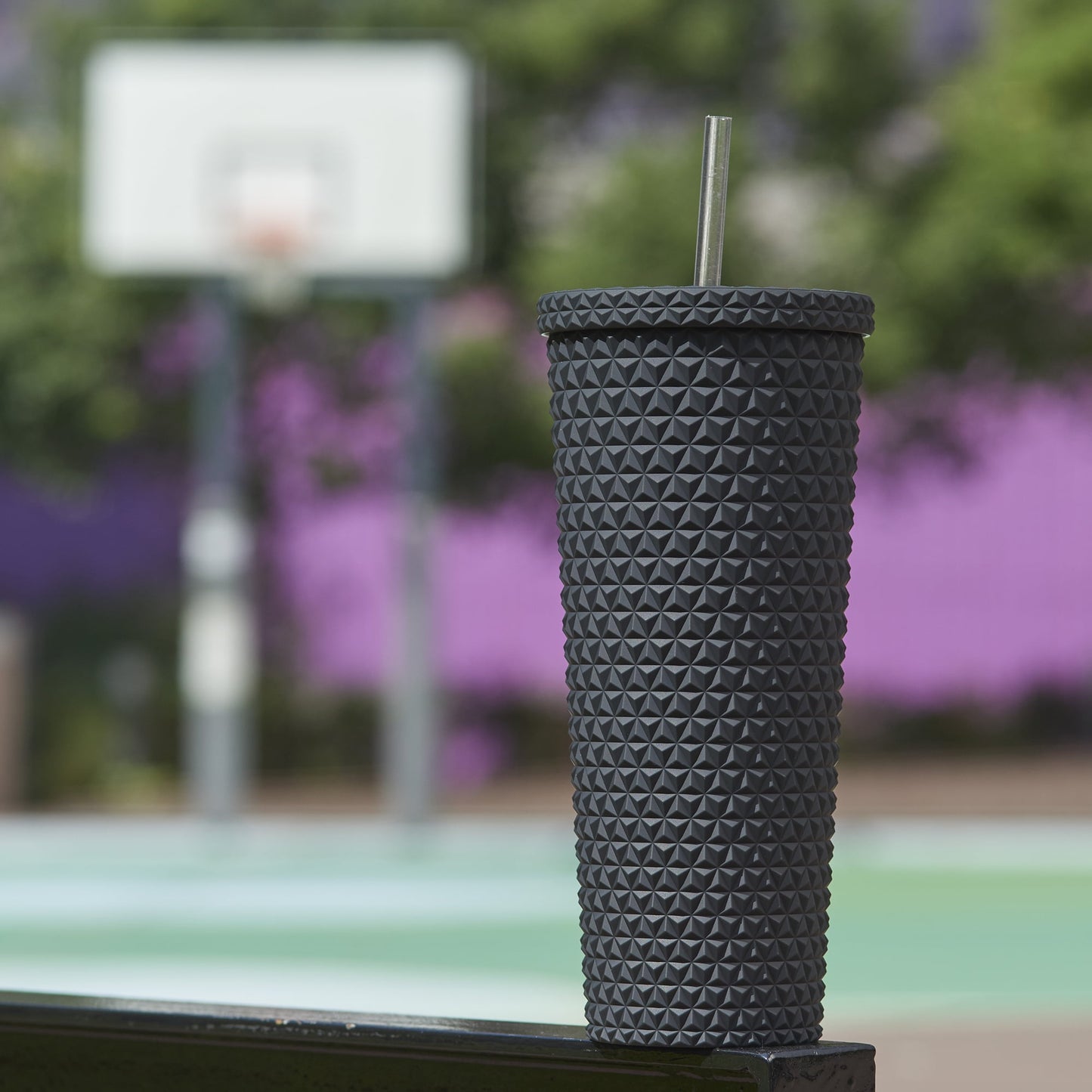 26oz Double Wall AS Plastic Textured Tumbler Rich Black