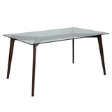 Clear Glass Top Rectangular Solid Walnut Wood Table 35.25" x 59"