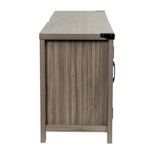 Flash Furniture Modern Farmhouse Barn Door TV Stand - Gray Wash 59 Inch Entertainment Center - for TV's up to 65 Inches - Adjustable Middle Shelf