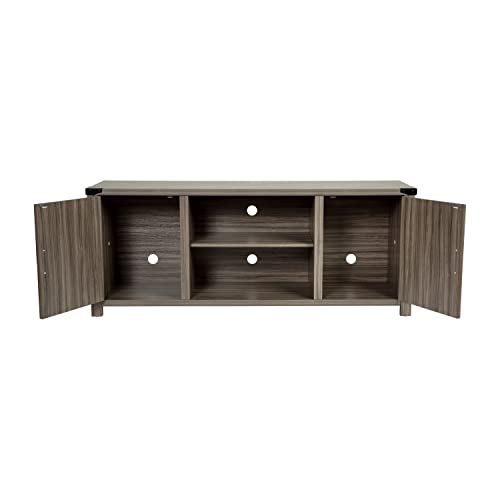 Flash Furniture Modern Farmhouse Barn Door TV Stand - Gray Wash 59 Inch Entertainment Center - for TV's up to 65 Inches - Adjustable Middle Shelf