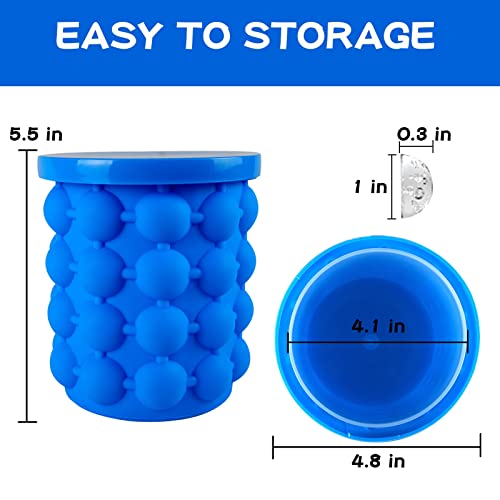 Portable 2 in 1 Silicone Ice Cube Tray Ice Cube Maker 18 Ice Cubes Sanitary Tray Bucket for Frozen Cocktail, Whiskey. Beverages