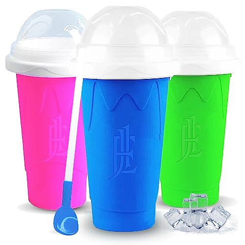 Silicone Slushie Maker Cup - Reusable - Frozen Magic, Cool Gadgets - DIY Ecofriendly Slushy Cup for Refreshing Cool Stuff, 10.1oz - Blue